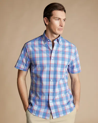Charles Tyrwhitt Men's  Non-iron Stretch Short Sleeve Casual Shirt In Pink