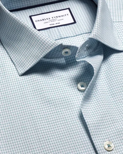 Charles Tyrwhitt Men's  Non-iron Stretch Texture Dress Shirt In Green