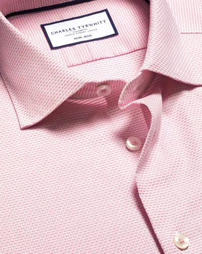 Charles Tyrwhitt Men's  Non-iron Stretch Texture Line Dress Shirt In Pink