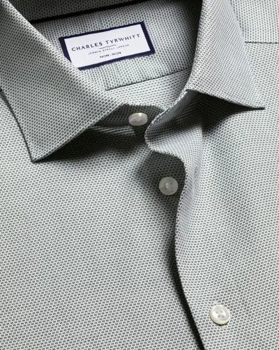 Charles Tyrwhitt Men's  Non-iron Stretch Texture Shirt In Green