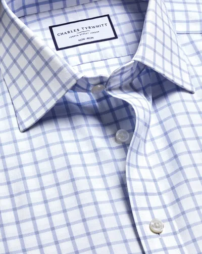 Charles Tyrwhitt Men's  Non-iron Twill Checkered Dress Shirt In Blue