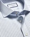 Charles Tyrwhitt Men's  Non-iron Twill Checkered Dress Shirt In Grey