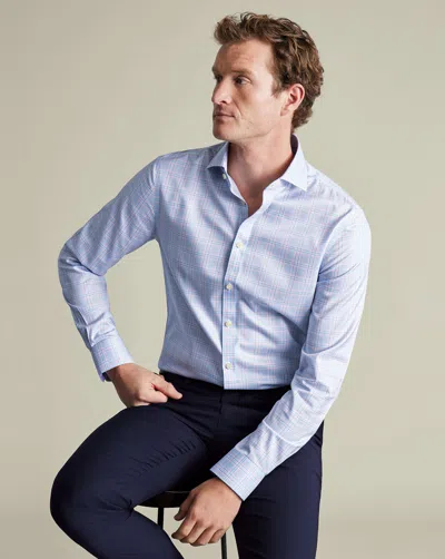 Charles Tyrwhitt Men's  Non-iron Twill Prince Of Wales Dress Shirt In Blue