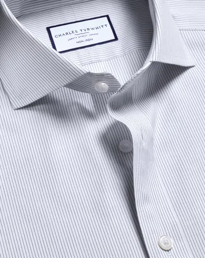 Charles Tyrwhitt Men's  Non-iron Twill Stripe Dress Shirt In Blue