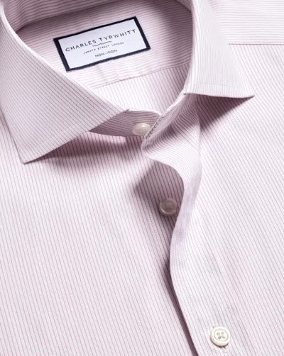 Charles Tyrwhitt Men's  Non-iron Twill Stripe Dress Shirt In Pink