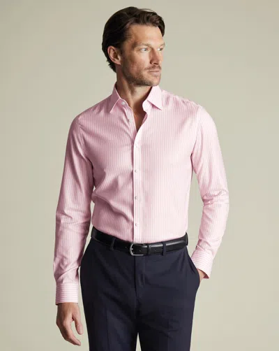 Charles Tyrwhitt Men's  Non-iron Twill Stripe Dress Shirt In Pink