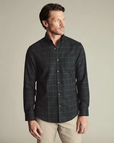 Charles Tyrwhitt Men's  Non-iron Twill Windowpane Check Shirt In Grey