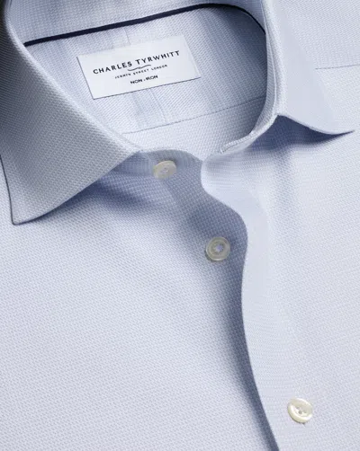 Charles Tyrwhitt Men's  Non-iron Stretch Trafalgar Weave Shirt In Blue