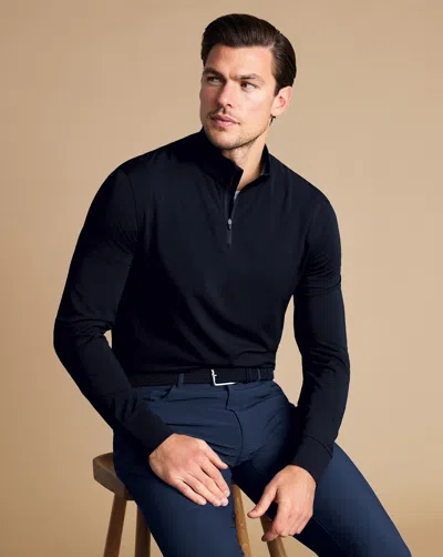 Charles Tyrwhitt Men's  Performance Zip Neck Sweater In Blue