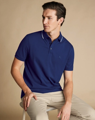 Charles Tyrwhitt Men's  Pique Contrast Tipping Polo Shirt In Blue