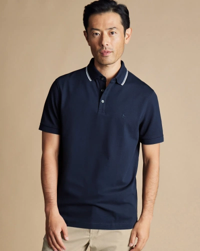 Charles Tyrwhitt Men's  Pique Contrast Tipping Polo Shirt In Blue