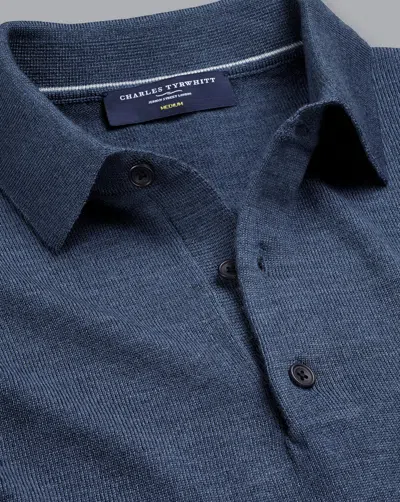 Charles Tyrwhitt Merino Polo Shirt Sweater In Blue