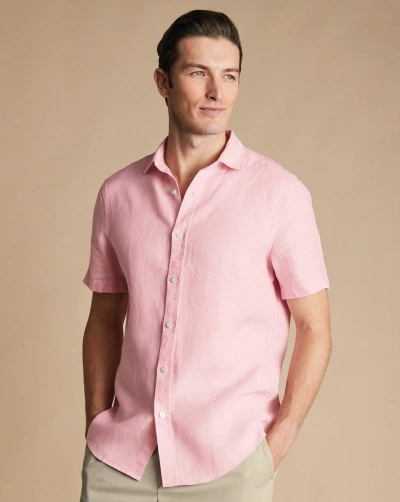Charles Tyrwhitt Men's  Pure Casual Shirt Short Sleeve In Pink