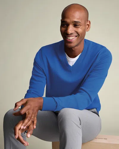 Charles Tyrwhitt Men's  Pure Merino V-neck Sweater In Blue