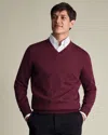Charles Tyrwhitt Men's  Pure Merino V-neck Sweater In Red