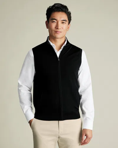 Charles Tyrwhitt Men's  Pure Merino Zip Gilet In Black