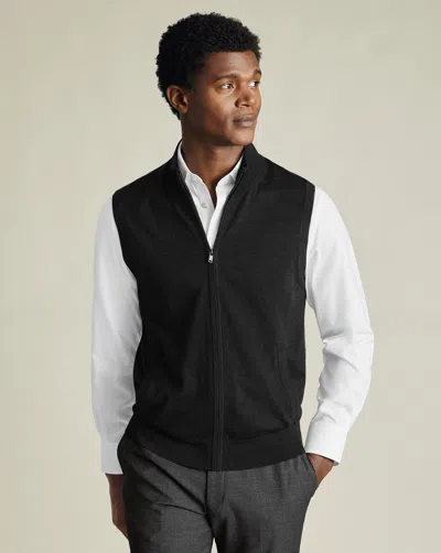 Charles Tyrwhitt Men's  Pure Merino Zip Gilet In Grey