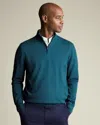Charles Tyrwhitt Merino Zip Neck Long Sleeve Sweater In Green