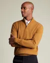 Charles Tyrwhitt Merino Zip Neck Long Sleeve Sweater In Yellow