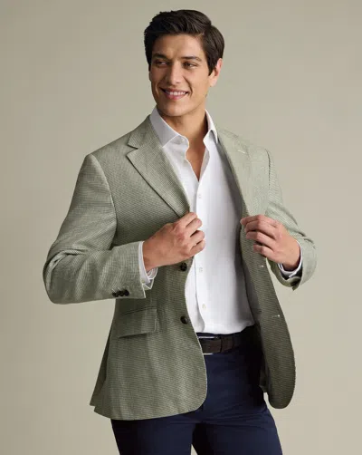 Charles Tyrwhitt Men's  Pure Puppytooth Na Jacket In Green