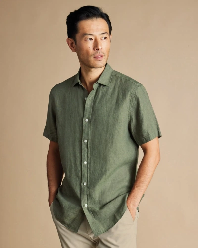 Charles Tyrwhitt Men's  Pure Short Sleeve Casual Shirt In Green