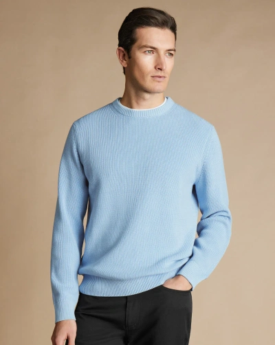 Charles Tyrwhitt Men's  Rib Crew Neck Sweater In Blue
