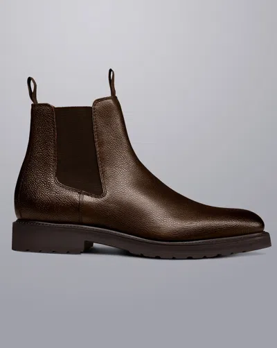 Charles Tyrwhitt Men's  Rubber Sole Grain Chelsea Boots In Brown