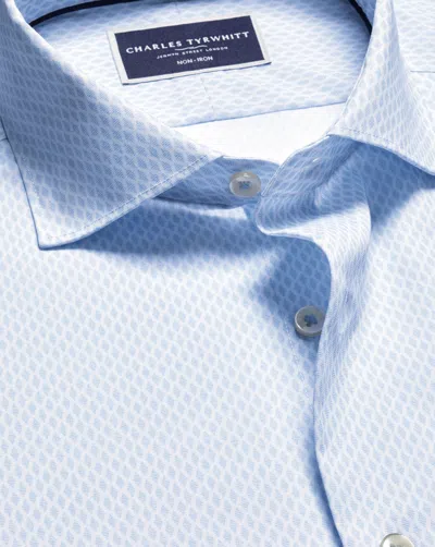 Charles Tyrwhitt Men's  Semi-cutaway Collar Non-iron Stretch Print Diamond Shirt In Blue