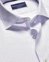 Charles Tyrwhitt Men's  Semi-cutaway Collar Non-iron Stretch Print Geo Shirt In White