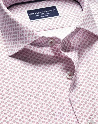 Charles Tyrwhitt Men's  Semi-cutaway Collar Non-iron Stretch Print Medallion Shirt In Red