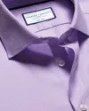 Charles Tyrwhitt Men's  Semi-cutaway Collar Non-iron Stretch Texture Grid Dress Shirt In Purple