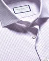 Charles Tyrwhitt Men's  Non-iron Performance Twill Fine Checkered Dress Shirt In Purple