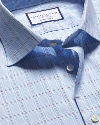 Charles Tyrwhitt Men's  Luxury Prince Of Wales Checkered Dress Shirt In Blue