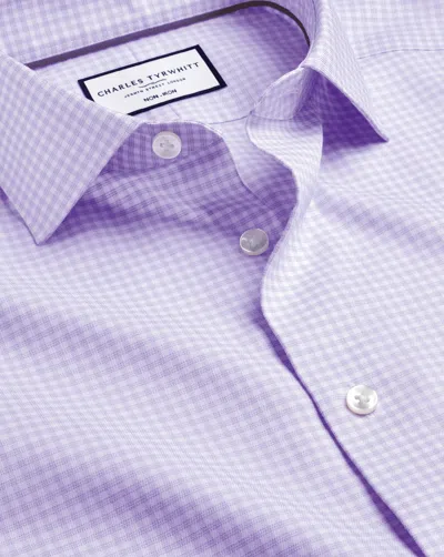 Charles Tyrwhitt Men's  Semi-cutaway Non-iron Linen Dress Shirt In Purple
