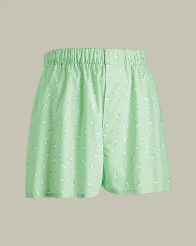 Charles Tyrwhitt Men's  Shell Print Woven Boxers In Green