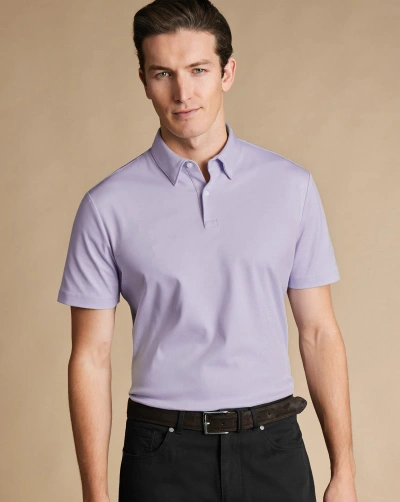 Charles Tyrwhitt Plain Short Sleeve Jersey Polo In Purple