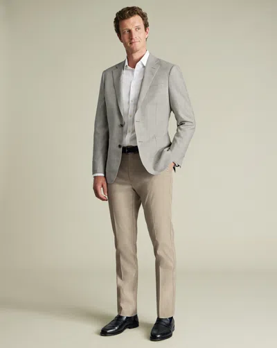Charles Tyrwhitt Men's  Smart Stretch Texture Trousers In Neutral