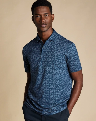 Charles Tyrwhitt Men's  Performance Peacock Print Polo Shirt In Blue