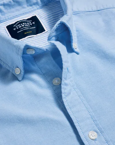 Charles Tyrwhitt Button-down Collar Washed Oxford Cotton Casual Shirt In Blue