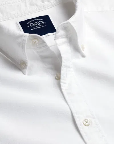 Charles Tyrwhitt Button-down Collar Washed Oxford Cotton Casual Shirt In White