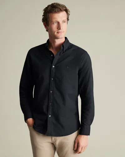 Charles Tyrwhitt Men's  Stretch Washed Oxford Shirt In Black