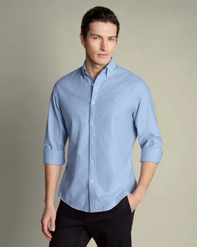 Charles Tyrwhitt Men's  Stretch Washed Oxford Shirt In Blue