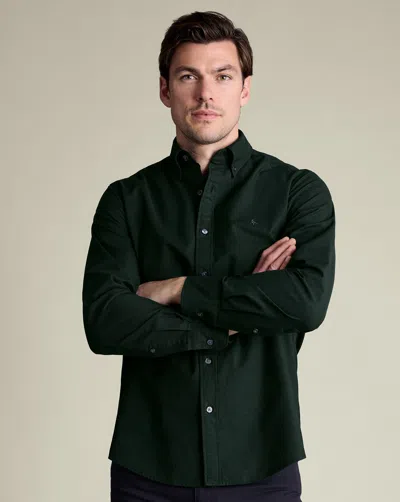 Charles Tyrwhitt Men's  Stretch Washed Oxford Shirt In Green