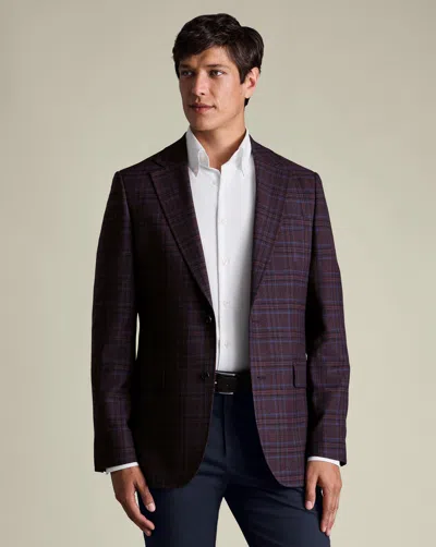 Charles Tyrwhitt Men's  Texture Checkered Lightweight Na Jacket In Blue