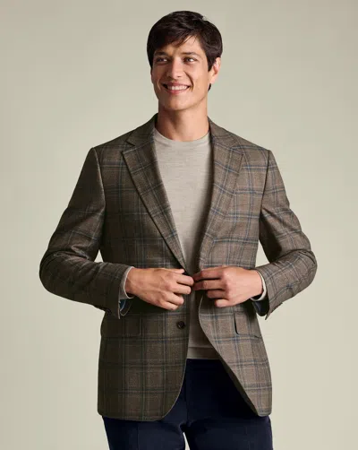 Charles Tyrwhitt Men's  Texture Checkered Lightweight Na Jacket In Brown