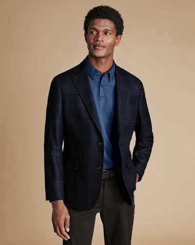 Charles Tyrwhitt Men's  Texture Checkered Na Jacket In Blue