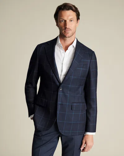 Charles Tyrwhitt Men's  Texture Twill Checkered Na Jacket In Blue