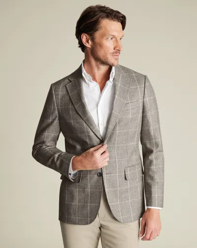Charles Tyrwhitt Men's  Texture Twill Checkered Na Jacket In Neutral