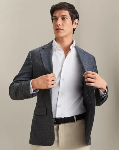 Charles Tyrwhitt Men's  Textured Checkered Na Jacket In Blue