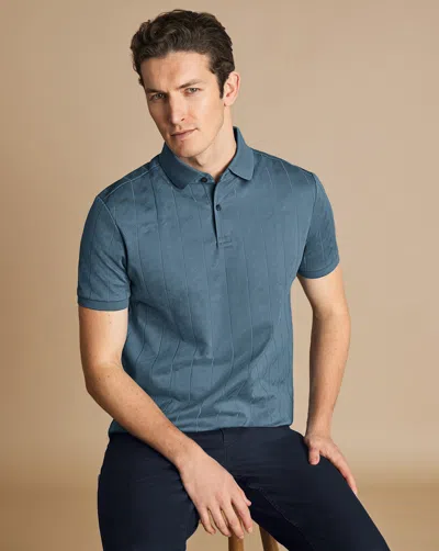 Charles Tyrwhitt Men's  Textured Jacquard Polo Shirt In Blue